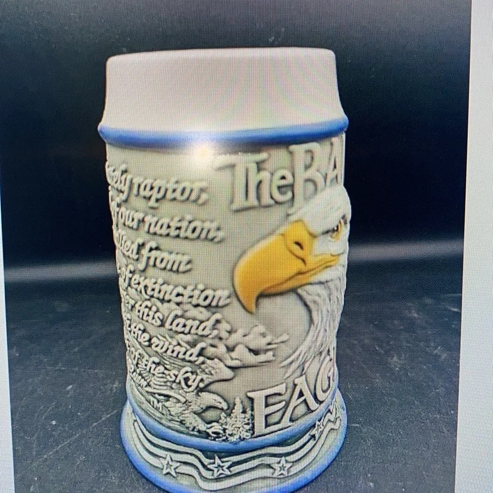 Tom O’Brien Bald Eagle Ceramic Bear Stein 2000